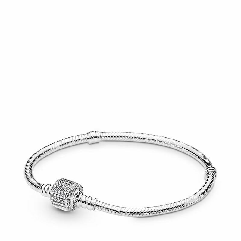 Pandora Moments Sparkling Pavé & Snake Chain Bracelet Outlet NZ, Sterling Silver (821490-NQI)